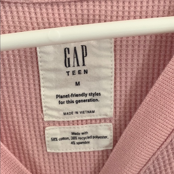 Gap Teen Stylish Pink Ribbed Waffle Knit Top - Picture 3 of 5